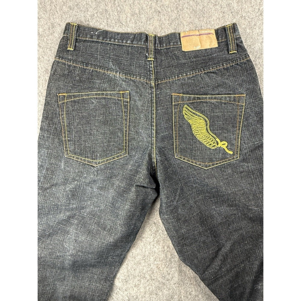 Vintage Y2K Rocawear Dark Wash Embroidered Pocket Jeans Size 34 X 32 Loose Baggy - Picture 7 of 8